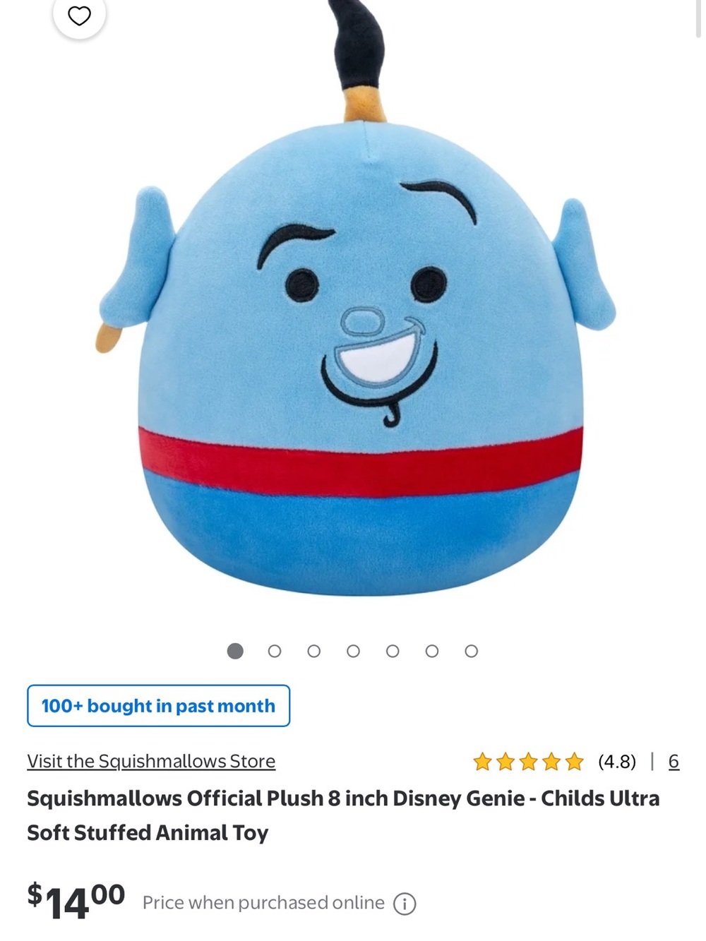 NWT Squishmallows Blue Disney Aladdin Genie Plush